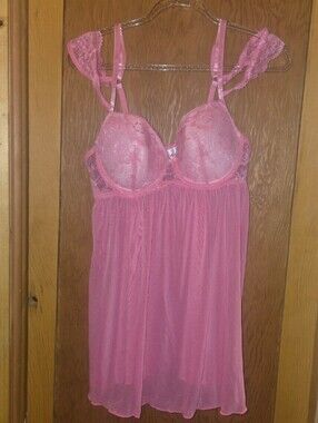 Talla new no tags womens large pink lace padded lingirie nightie dress